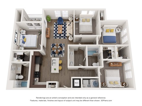 the outlook floor plan  3 bedroom  1190 sq ft